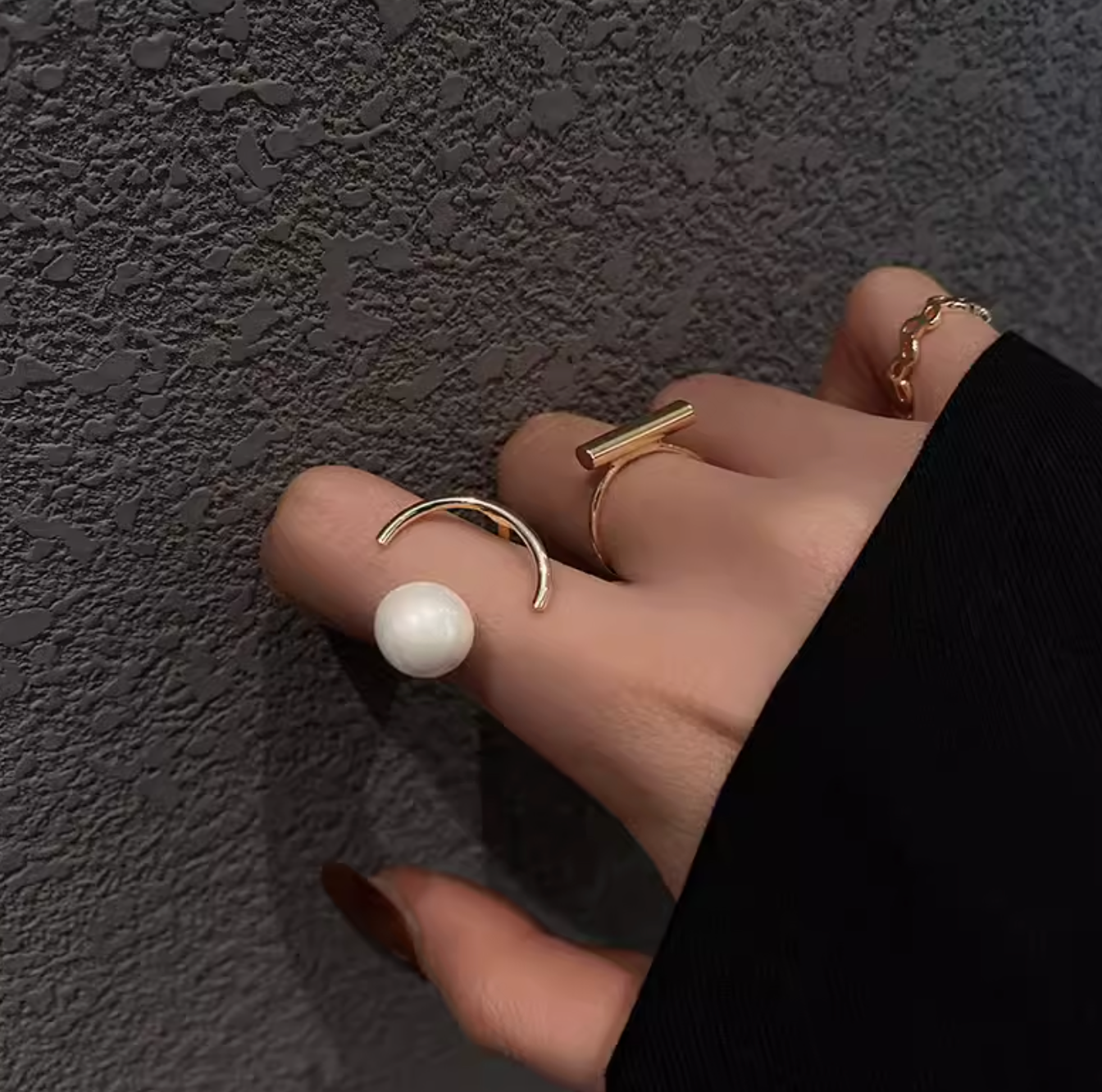 Upglam Gleaming Pearl Circlet ring stacks